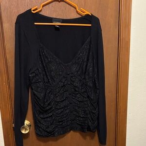 Goth Dark Academia Emo Sz 18Lane Bryant Black Lace Women's Blouse